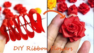 DIY Ribbon Flowers /How to Make Ribbon Roses/ Needle Hacks with ribbon