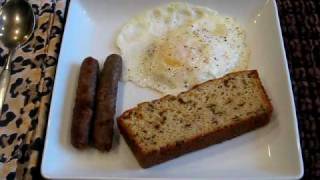 Low Carb Breakfast with Rosemary & Basil Bread, Sausage and Egg