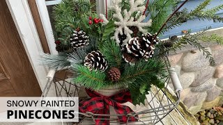 How to make Snowy Painted Pinecones - Easy DIY