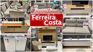 LIQUIDAÇÃO de Móveis na Ferreira Costa! Mesa, sofá, rack, Home, máquina de lavar e mesa lateral