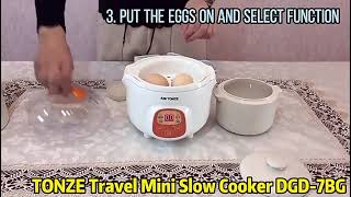 Slow cooker with ceramic pot and egg steamer