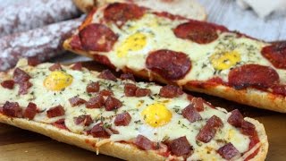 Paninis caseros o pan pizza de fuet, chorizo y huevos de codorniz 🍕| Recetas fáciles sin lactosa