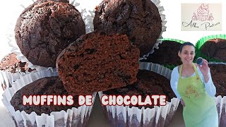 MUFFINS DE CHOCOLATE, receta fácil y rápida,  super esponjosos.