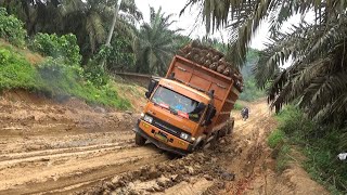 jagoan lumpur Fuso 6x4 HD nyaris tumbang