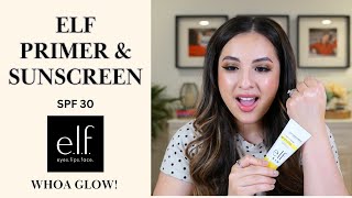 NEW ELF SUNTOUCHABLE PRIMER & SUNSCREEN! [REVIEW] WHOA GLOW! SPF 30 PRIMER. SUMMER PRIMER! #elf