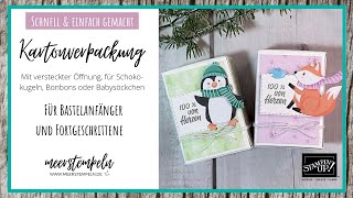 ⚓️ Verpackung mit versteckten Verschluss | Karton für Mitbringsel basteln | Pinguin & Co Stampin'Up!