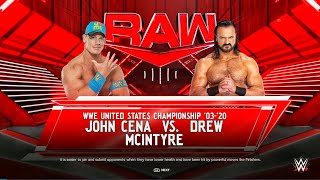 John Cena Vs Drew McIntyre - Us Tittle Open Challenge Match At RAW | WWE 2k24