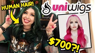 Trying HUMAN HAIR Wigs! Is it Worth It??? | UniWigs Remy Human Hair Lace Front Review