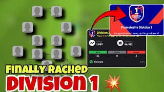 Finally Reached Division 1😍| Division 1 Tips and Tricks✅| Zenor | Division 1💥| 4222 Formation 🤝|