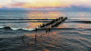 JŪRMALA beach, Gulf of Riga, seaside sunset view, golden autumn, relaxing music