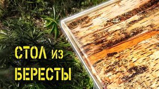 Стол из эпоксидной смолы и березовой коры своими руками Diy project table epoxy resin and birch bark