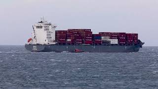 The Container ship Bright seen outbound at Port Phillip Heads.