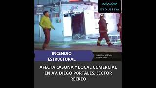 Registro del Incendio Estructural Declarado que afectó esta mañana a una casona de dos pisos en recr