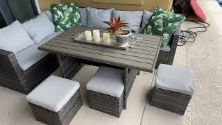 Wisteria Lane Outdoor Patio Furniture Set, 7 Piece Wicker Rattan Outdoor Dining Set Review