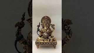 Small Ganesh statue hand-crafted brass piece is a stunning addition to your home temple.