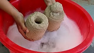 gritty muddy sand cement foamy water crumbling asmr satisfying asmr pure cement asmr