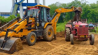 Jcb 3dx Backhoe Loader Machine Loading Murum in Mahindra 295 Di Tractor | Jcb Tractor | Tractor Jcb