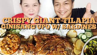 MUKBANG PHILIPPINES: CRISPY GIANT TILAPIA II GINISANG UPO W/ SARDINES