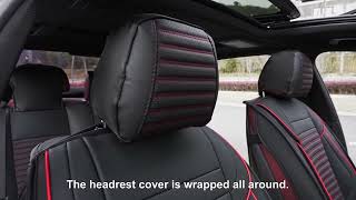 LINGVIDO Waterproof Faux Leather Car Seat Covers, Universal Cushion Protector for Cars & SUV Trucks