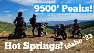 Honda Trail 125, CRF125 and two TW200s take on 9500' Peaks with a visit to Hotsprings! Idaho '23