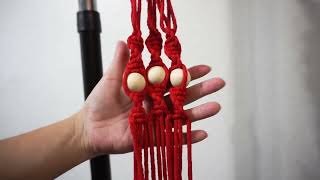 Tutorial Suporte de Planta de Macrame Vermelho Sem Franja