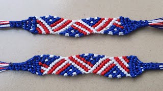 Diy Macrame bracelet American colours | Easy bracelet tutorial for beginners