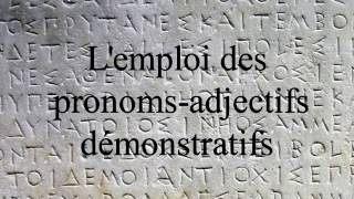 L'emploi des pronoms-adjectifs démonstratifs