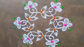 5x3 dots simple rangoli designs|daily rangoli|small muggulu|Friday rangoli