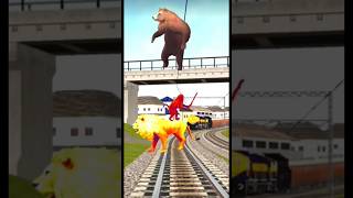 Funny five Lion crossing on train truck New trend funny vfx video#shorts#viral#five lion#train#omvfx