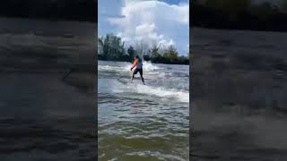 INSANE AIR ON REMOTE CONTROL MOTORIZED WAKE BOARD FOLLOWED BY BACKWARDS JETSKI RIDING #Shorts