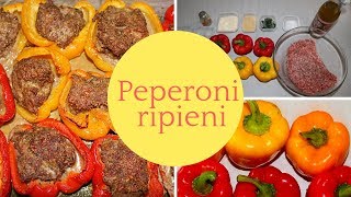 PEPERONI RIPIENI DI CARNE AL FORNO , ricetta facilissima