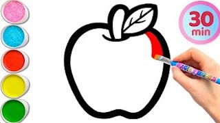 Apple Fruit Drawing, Painting, Coloring for Kids and Toddlers | Learn Fruits #craftyvloggergungun