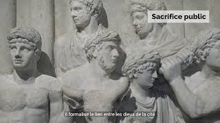 Musée de la Romanité Zoom sur une œuvre - scène de sacrifice - Expo. tempo. 2021