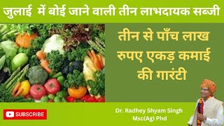 जुलाई में बोई जाने वाली तीन सब्जी | 5 से 7 लाख प्रति एकड़ आमदनी होगी | July me konsi sabji lagaye