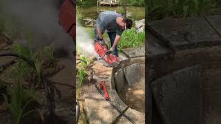 Cutting some cement for a pond renovation #fish #gardenpond #koi #waterfall #nature #koifish