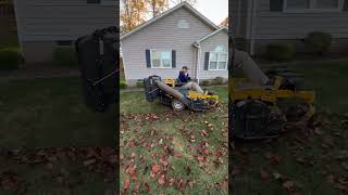 Hustler zero turn sucking up some leaves with the bac vac bagger #lawncare #zeroturnmower