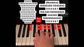 Blue Hair piano tutorial (letters and numbers)