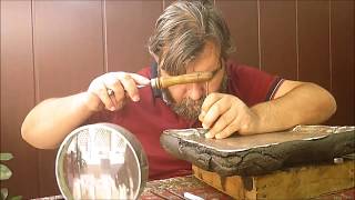 Silversmith Babak Sa'ei working at his shop in Esfahan, Iran