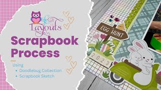 Coloring Eggs - Doodlebug - Hippity Hoppity - Double Page Scrapbook Layout - Life in Layouts