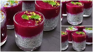 Dragon Fruit Chia Pudding | Healthy Weight Loss Pudding | Basil Seed Pudding Recipe