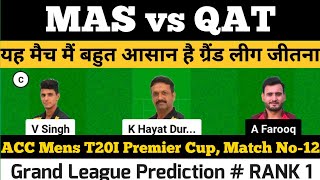 MAS vs QAT dream11 prediction,MAL vs QAT dream11 prediction,Malaysia vs Qatar T20, ACC T20I#MASvsQAT