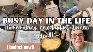 DAY IN THE LIFE OF A BUSY MOM (Homemaking, Budgeting, Dinner idea!!)