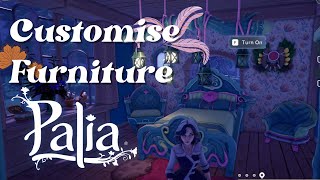 Palia: FURNITURE CUSTOMISATION GUIDE - Design and Decorating Tips 😊 Decor Hacks  #palia  #decor