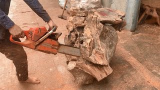 A Idea From Just A Ugly Stump // How A Craftsman Creates A Rustic Outdoor Coffee Table