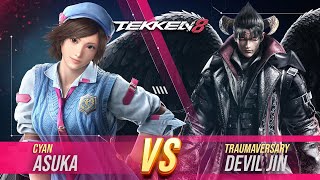 Tekken 8 → Cyan (Asuka) vs traumaversary (Devil Jin)