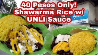 SHAWARMA RICE with UNLIMITED GARLIC SAUCE, CHEESE SAUCE, and SPICY SAUCE | Mykel Shawarma