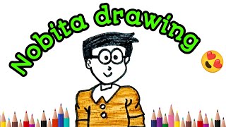 How to draw Nobita✏️😍 | easy drawing | Doraemon cartoon | 😊