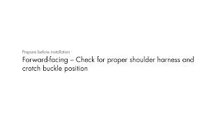 STEP 1b: Front facing – Check for proper shoulder harness and crotch buckle position