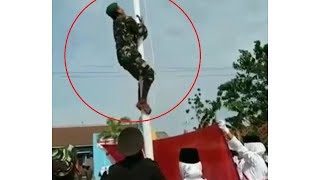 DETIK-DETIK Tali Pengibar Putus dan TNI Panjat Tiang Bendera Saat Upacara Berlangsung!!