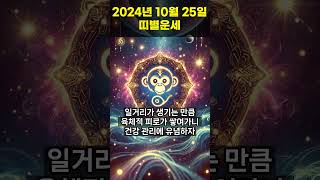 2024년 10월 25일 원숭이띠, 닭띠 오늘의운세!!  #오늘의운세 #띠별운세 #운세 #원숭이띠운세 #닭띠운세 #행운의운세 #쇼츠 #shorts